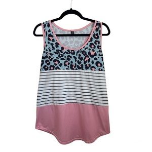 Suvimuga Leopard, Pink & White Athletic Tank - L